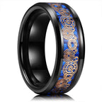 Fashion 8mm Stainless Steel Celtic Dragon Rings For Men Inlay Purple Carbon Fiber Rings Wedding Band Jewelry Birthday Gifts