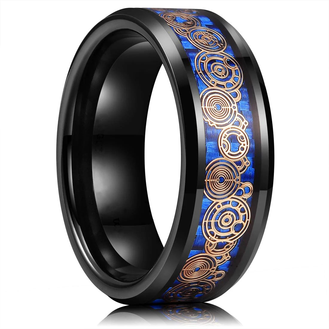 Fashion 8mm Stainless Steel Celtic Dragon Rings For Men Inlay Purple Carbon Fiber Rings Wedding Band Jewelry Birthday Gifts