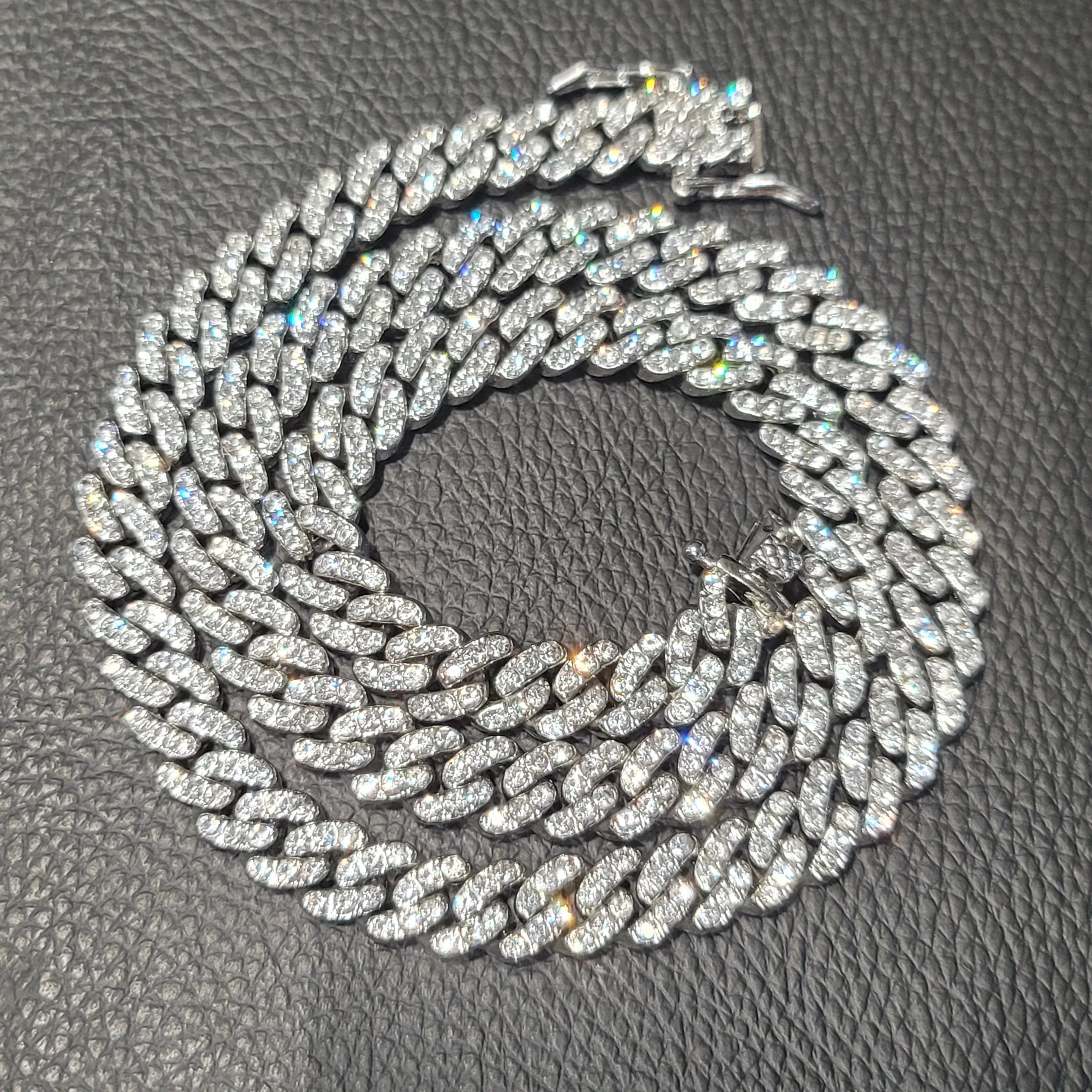 Fashion Hip Hop Miami Cuban Necklace Chain Full Diamonds 9mm 12mm 15mm 20mm 24mm Pendant Chains Long Buckle Closure Jewelry Gift