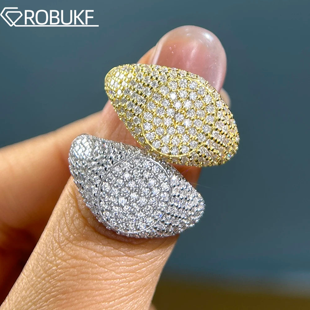 D Color Moissanite Ring for Women Men 1.2mm Full Diamond 925 Sterling Silver Plated 18K Gold Hiphop Party Eternity Band