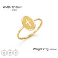 Skyrim Cross Oval Ring Women Men Stainless Steel Simple Couple Rings Hip Hop Religious Christian Jewelry Gifts