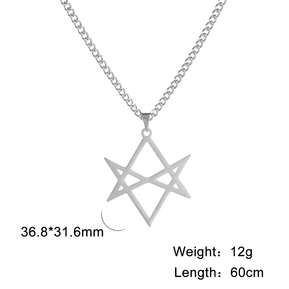 Thelema Unicursal Hexagram Pendant Necklace — Stainless Steel