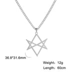 Thelema Unicursal Hexagram Pendant Necklace — Stainless Steel