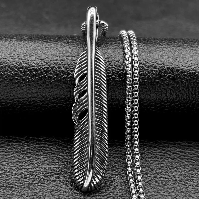 Silver Pendant Vintage Feather Leaf Shaped Sweater