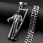 Antique Grim Reaper Death Pendant — Stainless Steel