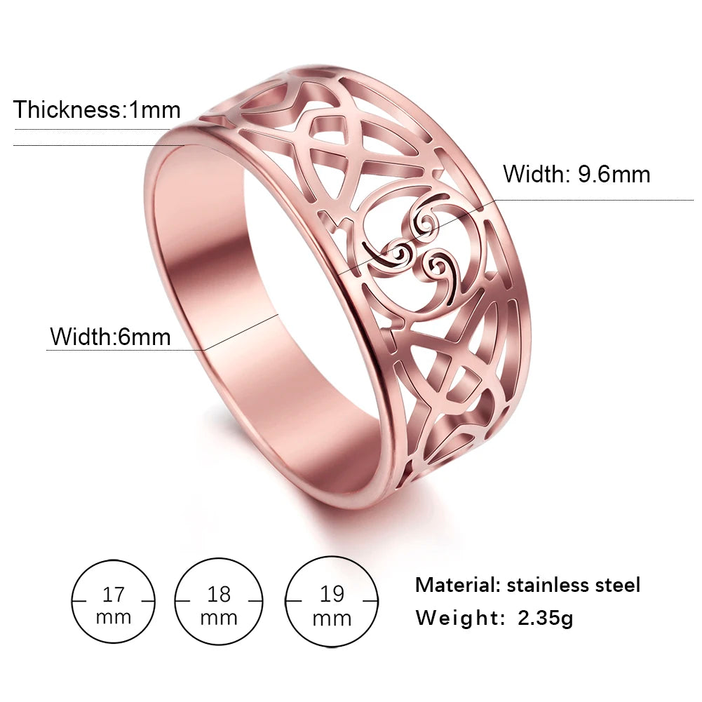 Witch Knot Triskele Ring — Triple Spiral, Gold & Silver Tone