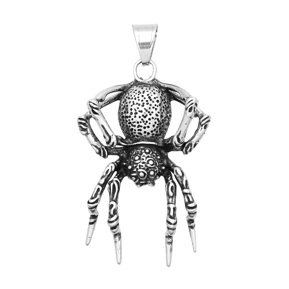 Vintage Gothic Spider Pendant Necklace Stainless Steel Punk Animal Necklace For Men Unique Biker Jewelry Gift