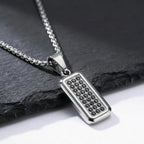 Square Geometric Pendant Necklace — Stainless Steel
