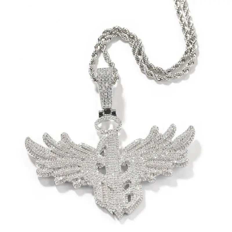 Men's Personality Is Cool, Ha's New Large Wing Pendant, Copper Inlaid Zircon Fashionable Street Necklace Trend