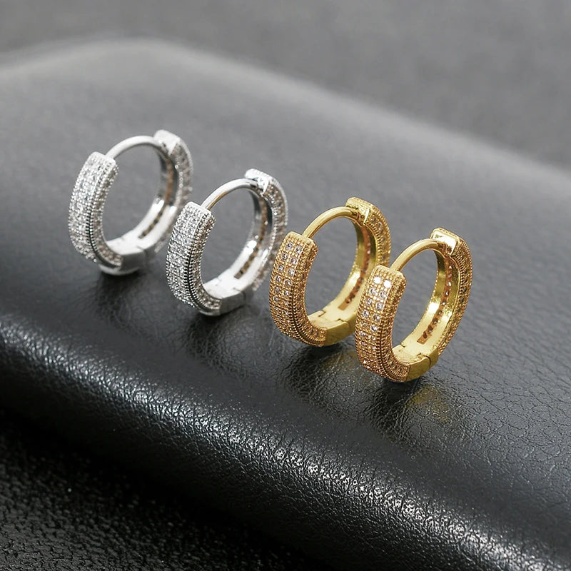 Women's Fashion Shiny Crystal Full Filled Hoop Earrings Micro Zirconia Copper Tiny Huggies Female Trendy Earring