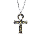 Vintage Stainless Steel Ancient Egyptian Ankh Cross Pendant Necklaces For Men Women Fashion Eye Of Horus Amulet Jewelry