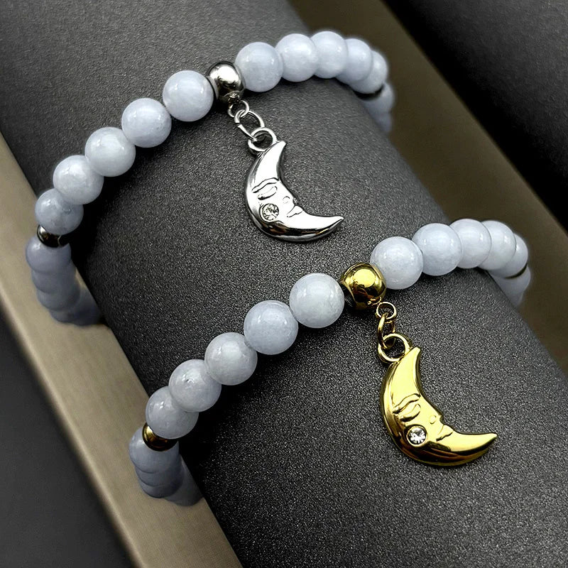 Moon Gold Bracelet Natural Stone Crescent Godness