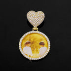 Iced Out Heart Photo Pendant Necklace 35MM