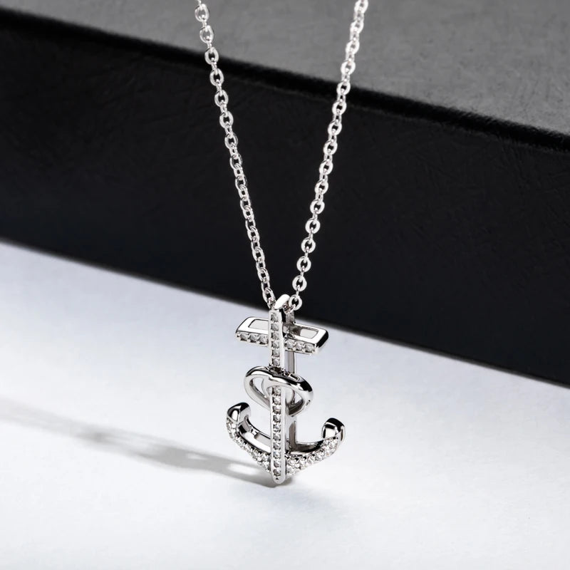 Iced Out Anchor Pendant — 925 Silver