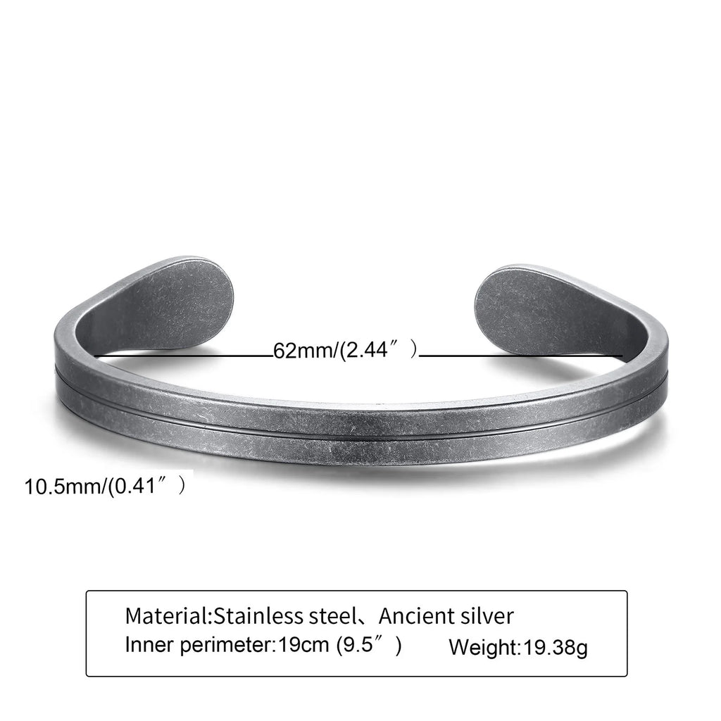 Minimal Thin Cuff Bangle Bracelet — Stainless Steel