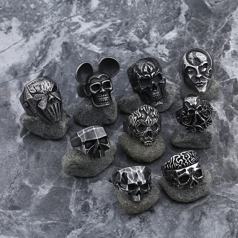 Motorcyclist Skull Ring — Stainless Steel