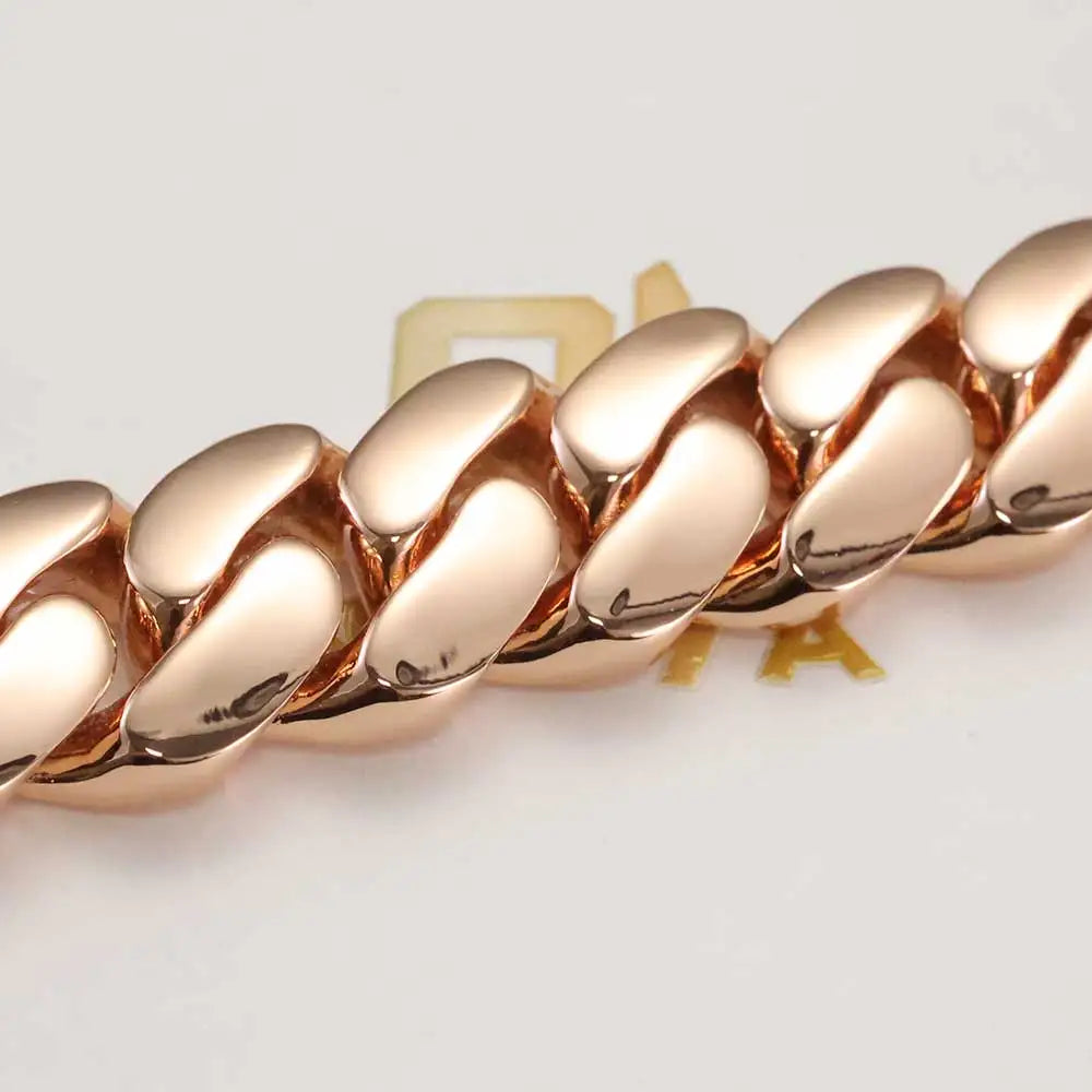 Rose Gold Cuban Chain Necklace Smooth 22MM