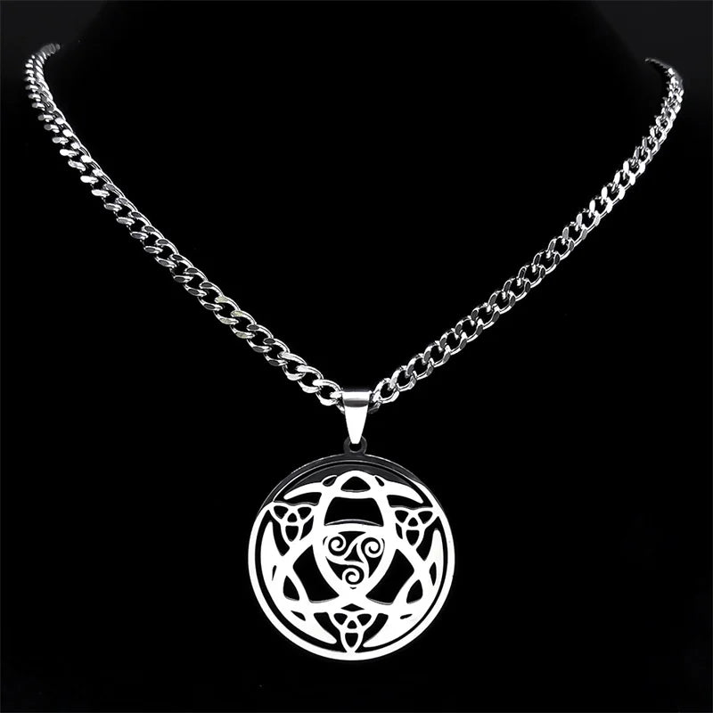 Celtic Trinity Triple Spiral Pendant — Silver
