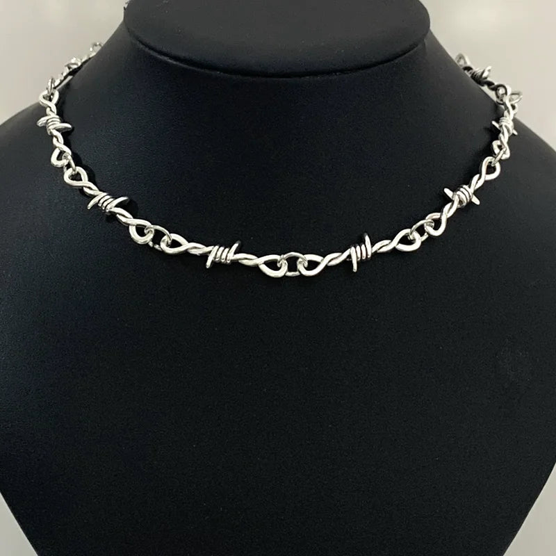 Gothic Barbed Wire Pendant Necklace