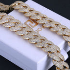 Gold Cuban Chain Necklace Iced Out 18MM 18K