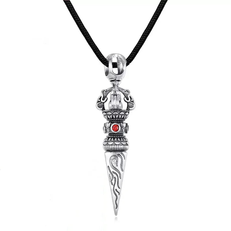 Retro Subduing Demon Pestle Pendant Necklace Male Jewelry Tide Amulet Silver Chain Necklace For Men Personality