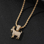 Fashion Gold Goat Pendant Necklace Hip Hop Tennis Chain Necklaces For Women Mens Gifts Motivation Jewelry