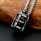 Gothic Cage Skull Pendant — Black