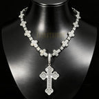2025 New Iced Out Cross Necklace for Men Women Bling Silver Color Cubic Zirconia Charm Star Link Chain Hip Hop Jewelry