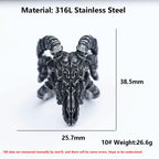 2022 NEW Men's 316L stainless steel rings Retro Sheep Skull Head Vintage gothic punk high-quality Jewelry Gifts free