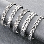 Vintage Open Bangle for Man Men 316l Stainless Steel Men's Braided Style Cuff Bracelets Punk Birthday Jewelry Gift for