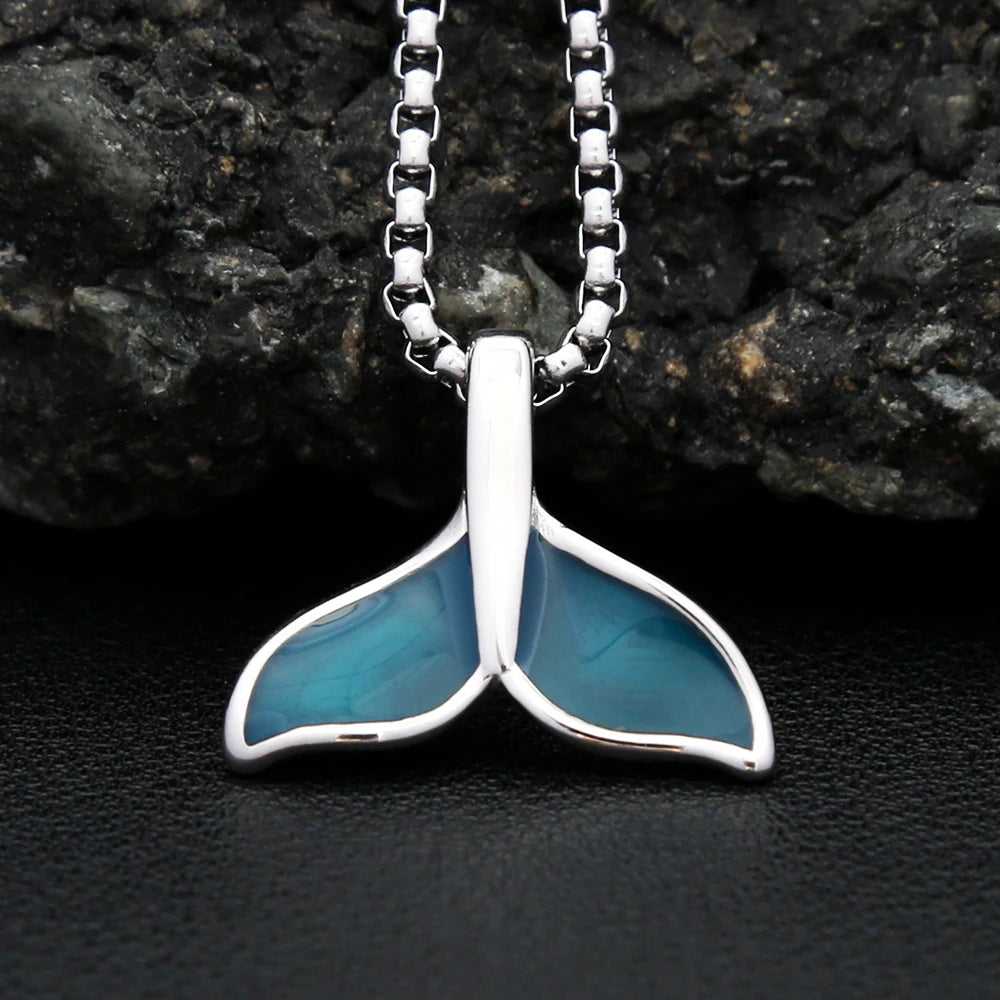 Blue Whale Tail Pendant — Stainless Steel
