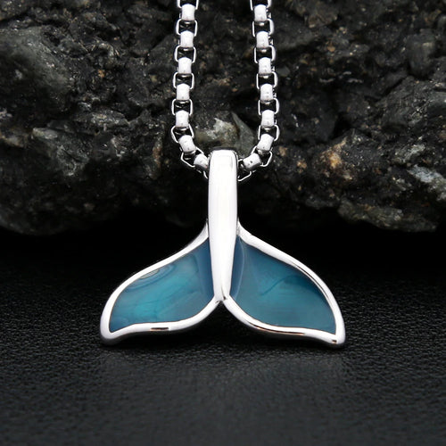 Blue Whale Tail Pendant — Stainless Steel