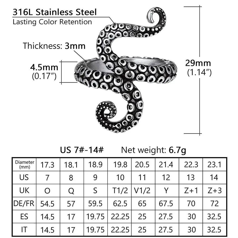 New Octopus Opening Knitting Loop Crochet Ring Stainless Steel Punk Style Thimble Ring Adjustable Finger Wear Knitting