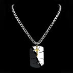 Hip Hop Two-tone Split Cracked Dog Tag Movable Starburst Cross Pendant Necklace for Men Stainless Steel Amulet Chain Jewery