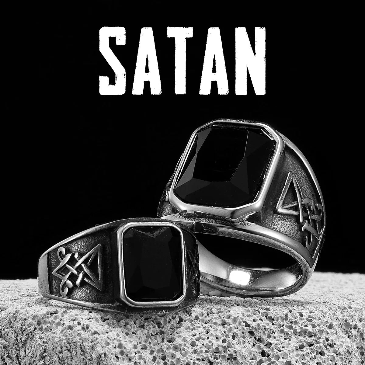 Lucifer Gemstone Ring — Stainless Steel