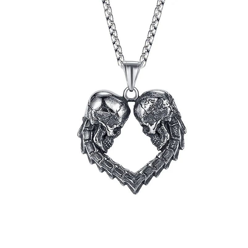 Skull Steel Pendant European American Double Love