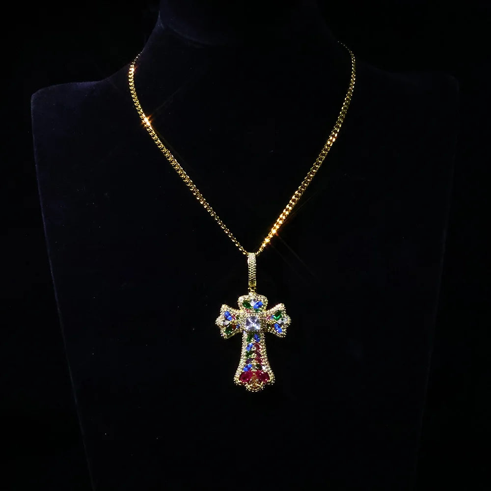 Iced Cross Pendant Necklace