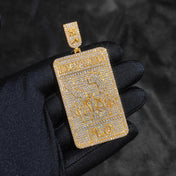 Iced Out Logo Tag Pendant Necklace