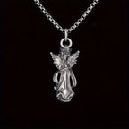 Guardian Angel Amulet Necklace, Vintage Winged Pendant Choker for Protection, Gothic Unisex Jewelry, Meaningful Gift