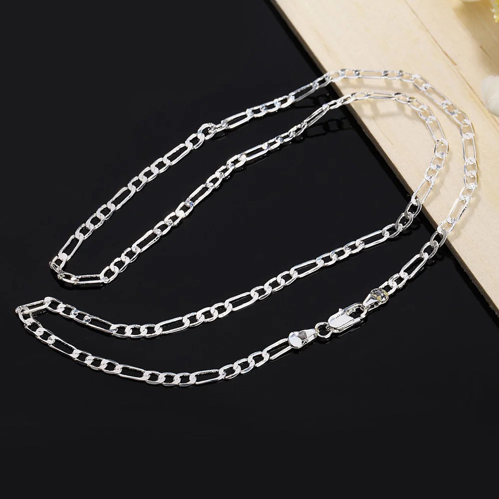 40-75cm Silver Color 4MM Chain Necklace for Women Lady Men Exquisite Luxury Gorgeous Charm Fashion Jewelry