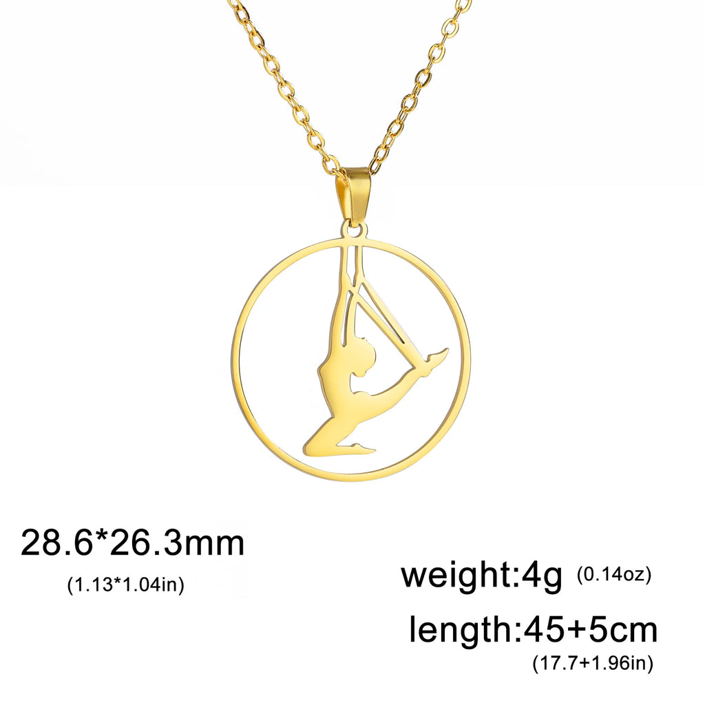 Unift Stainless Steel Sport Women Necklace Runner Rhythmic Gymnastics  Silhouette Pendant Fashion Birthday Jewelry Wholesale