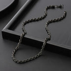 45/50/60/70cm One-piece Black Color Stainless Steel Twisted Rope Necklace, Men's Classic and Fashionable Daily Accessory Jewelry