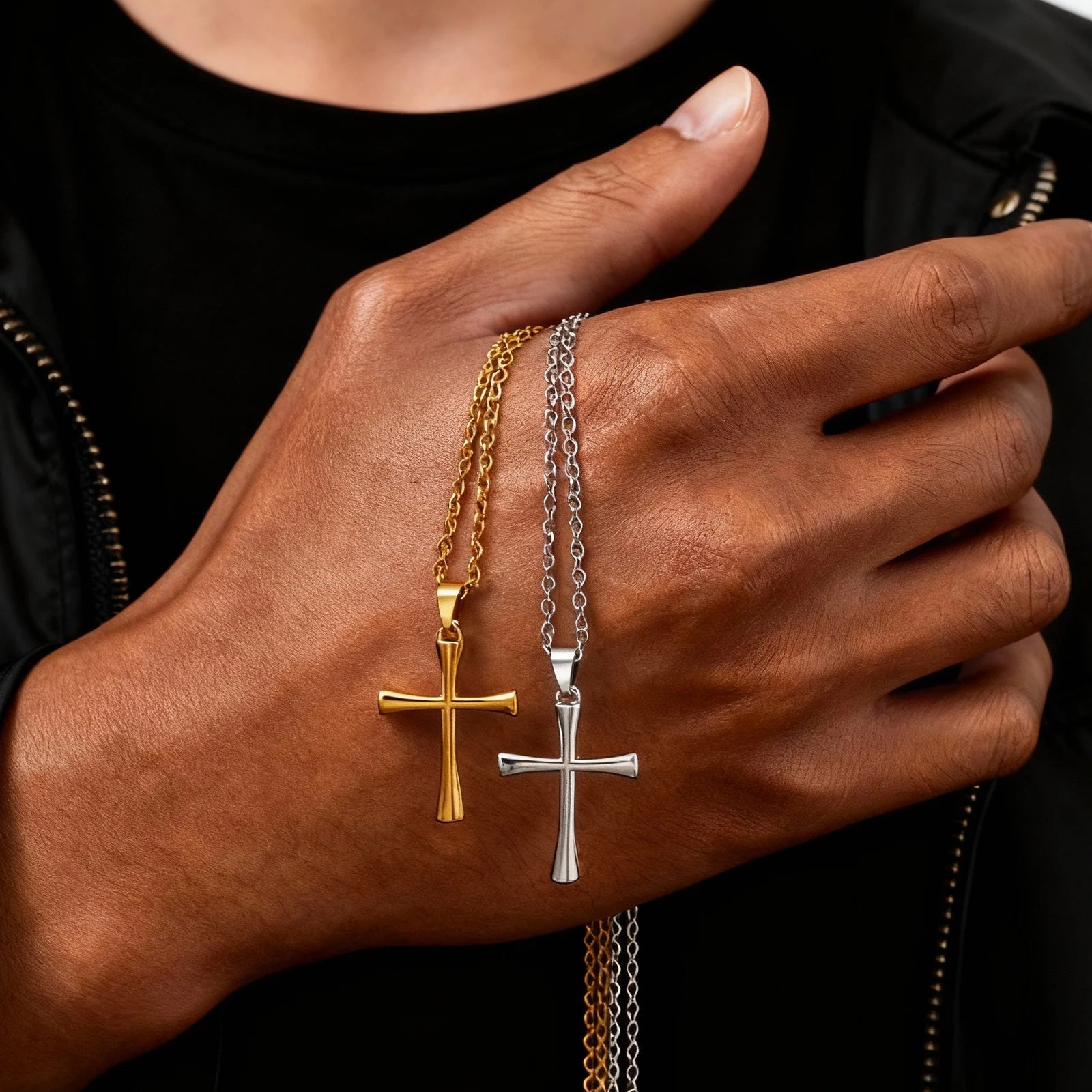 Minimalist Classic Cross Necklace for Men Women, Stainless Steel Chain Collar Necklace, Fashion Unisex Jewelry Gifts