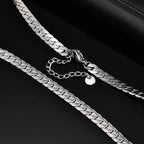 Flat Cuban Chain Necklace for Men Boys,Waterproof Stainless Steel Links Collars,Classic Male Accessories Jewelry Gifts