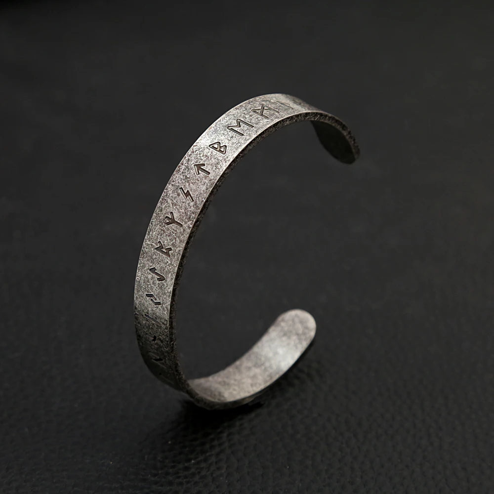 Viking Rune Open Bracelet — 316L Stainless Steel