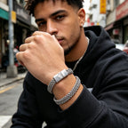Stylish Stainless Steel Bali Foxtail Chain Bracelet for Men,Double Franco Link Chain Bracelets,Armband Male Jewelry
