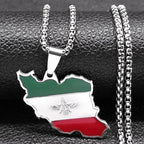 Gold Map Flag Pendant Necklace — Stainless Steel