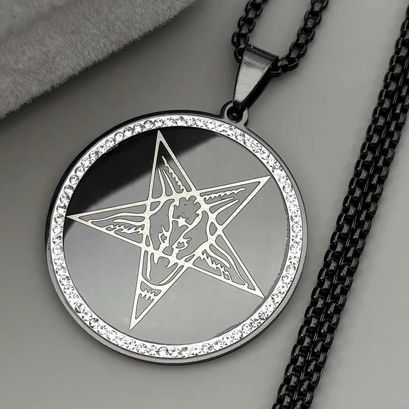 Star Baphomet Steel Pendant Gothic Inverted Pentagram