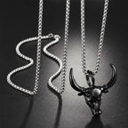 Punk Bull Buffalo Skull Pendant Necklace For Cool Men Women Stainless Steel Long Chain Necklace Party Gift Hip Hop Jewelry