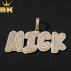 THE BLING KING Custom Baguettecz Initial Letter Iced Out Cubic Zirconia Number Name Pendant Chain Necklace Hiphop Punk